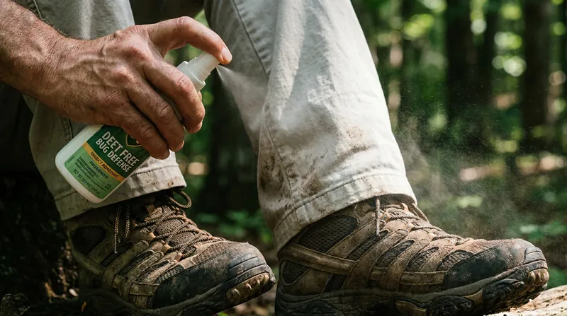 Treating clothing and gear with 0.5% permethrin acts as a contact insecticide, incapacitating ticks before they can attach.