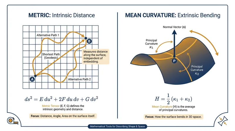 The two key measurements at the heart of Bonnet's 150-year-old geometric principle.