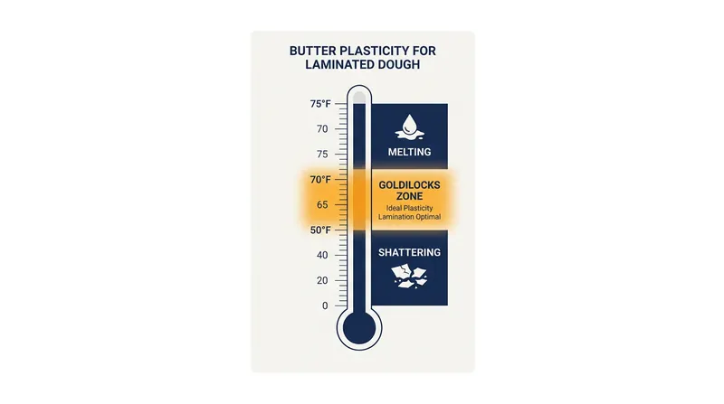 Butter plasticity relies on a narrow temperature window to stretch without breaking or melting.