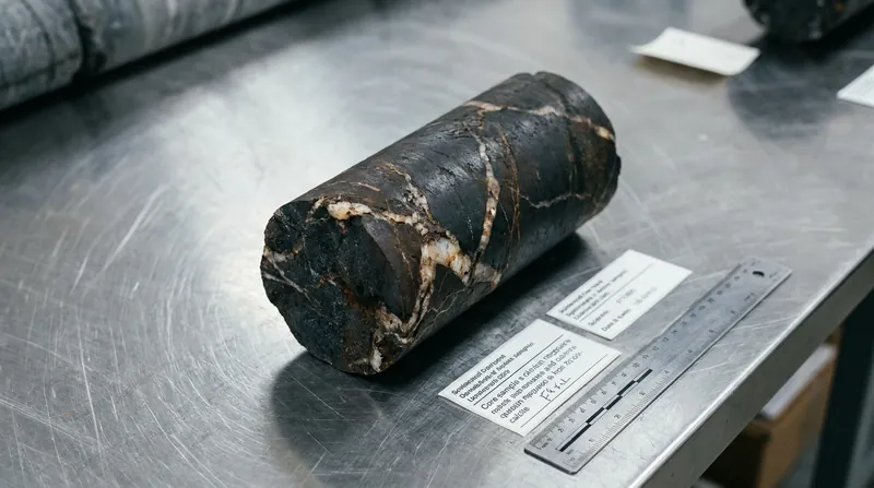 Geologists analyze core samples to identify the iron-rich rocks that generate hydrogen and the impermeable layers that trap it.