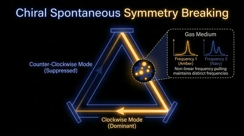 By forcing the laser into a chiral state, one beam becomes dominant, preventing the frequencies from locking together.