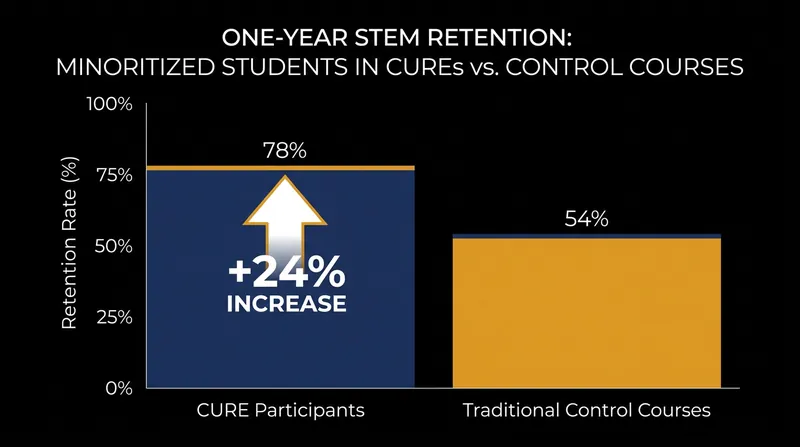 Data from community colleges shows significant retention gains for historically marginalized students in CUREs.