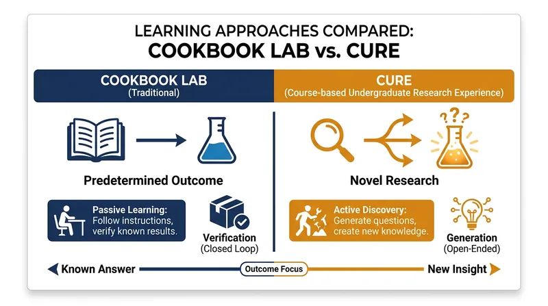The pedagogical shift from following instructions to generating new knowledge.