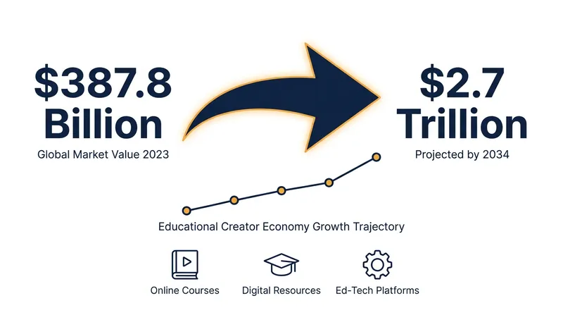 The educational creator economy is projected to experience explosive growth over the next decade.