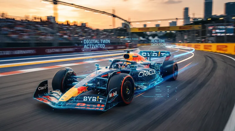 Before the physical car touches the track, its 'digital twin' runs billions of simulated laps in the cloud.