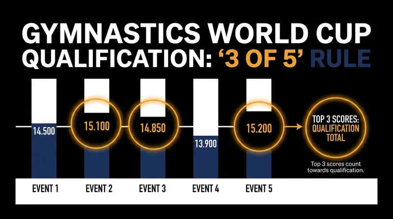 Following a rule adjustment, only a gymnast's top three scores across the five-event series will count toward final qualification.