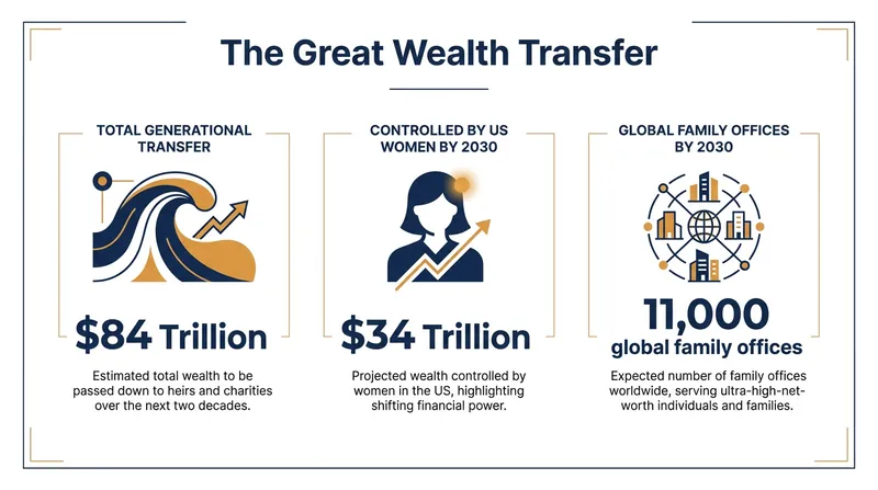 The scale of the impending wealth transfer is expected to dramatically increase the number and influence of family offices globally.