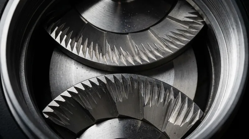 Flat burrs use centrifugal force to push coffee beans through parallel cutting discs.