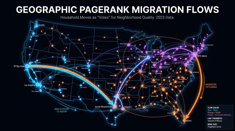 NBER's Geographic PageRank algorithm uses actual migration flows rather than surveys to determine the true quality of U.S. counties.