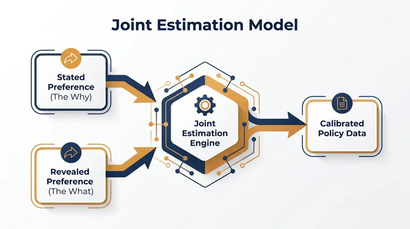 Joint estimation models fuse behavioral data with survey data to create highly accurate, bias-resistant forecasts.