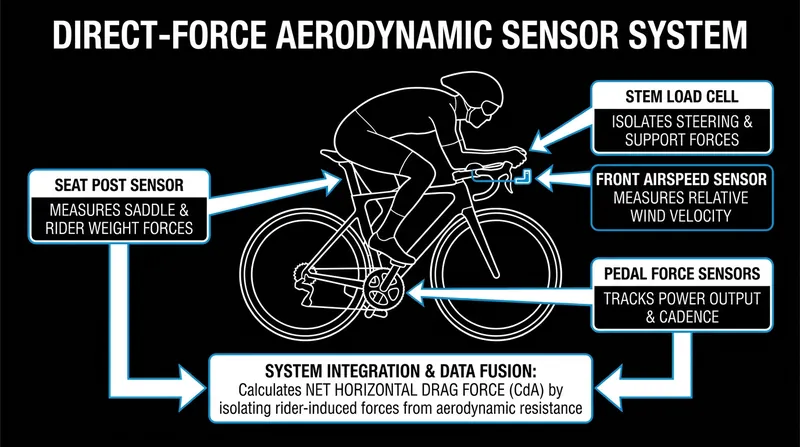 How direct-force measurement isolates the rider from the bicycle.