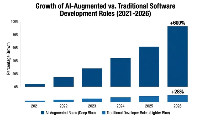 Job postings requiring AI capabilities have surged by nearly 600% over the last five years.