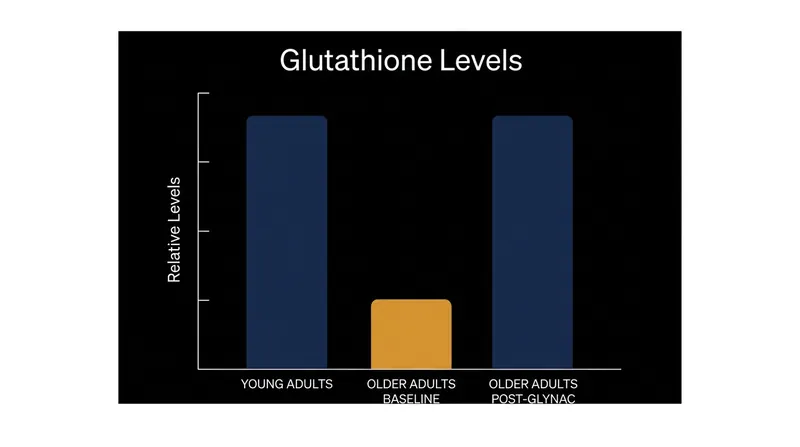 After 16 weeks of supplementation, older adults saw a 164% increase in intracellular glutathione, matching youthful baselines.