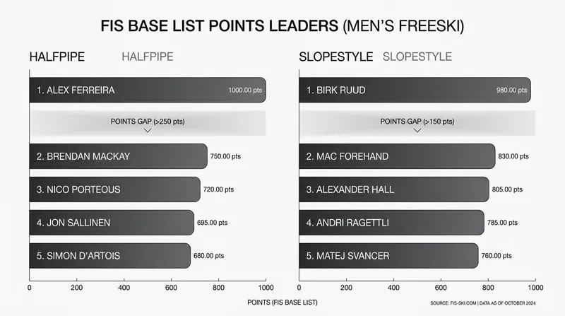 The mathematical dominance required to secure a top-three global ranking on the FIS Base List.