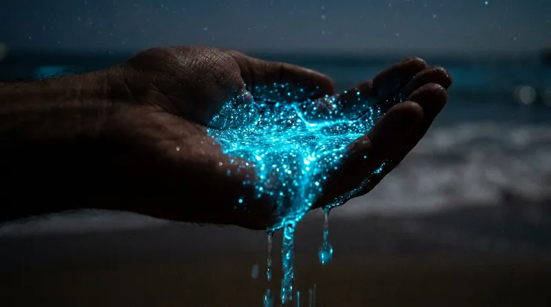The glow is a chemical reaction between luciferin and luciferase, acting as a microscopic 'burglar alarm' against predators.