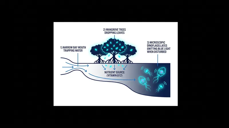 The perfect storm: How geography, mangroves, and microorganisms combine to create a bioluminescent bay.