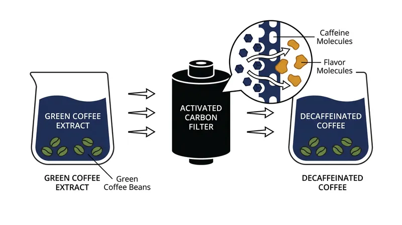 The Swiss Water Process uses osmotic pressure and flavor-saturated water to draw out caffeine.