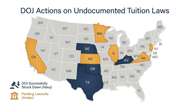 The DOJ has launched a nationwide legal campaign to dismantle state-level tuition equity laws.