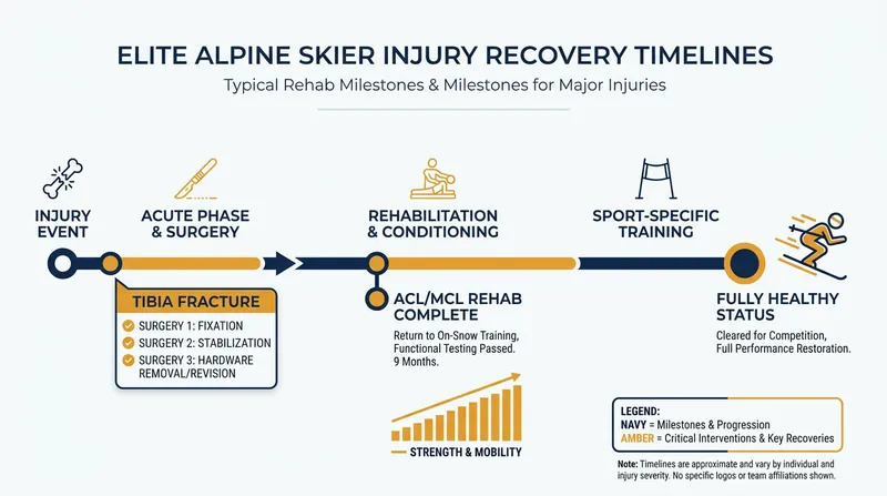 The June 2026 FIS Alpine Injury Report highlights a mix of long-term rehabilitations and clean bills of health.