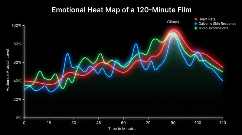An emotional heat map overlays physiological data directly onto a film's timecode.
