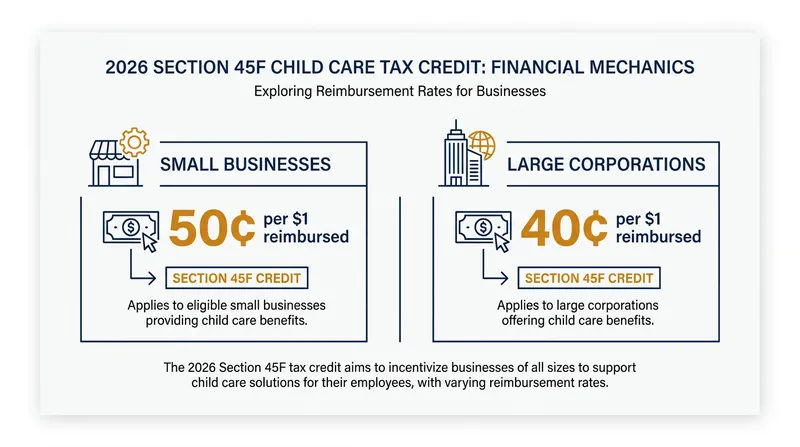 The expanded Section 45F tax credit significantly increases reimbursement rates for employers subsidizing childcare.