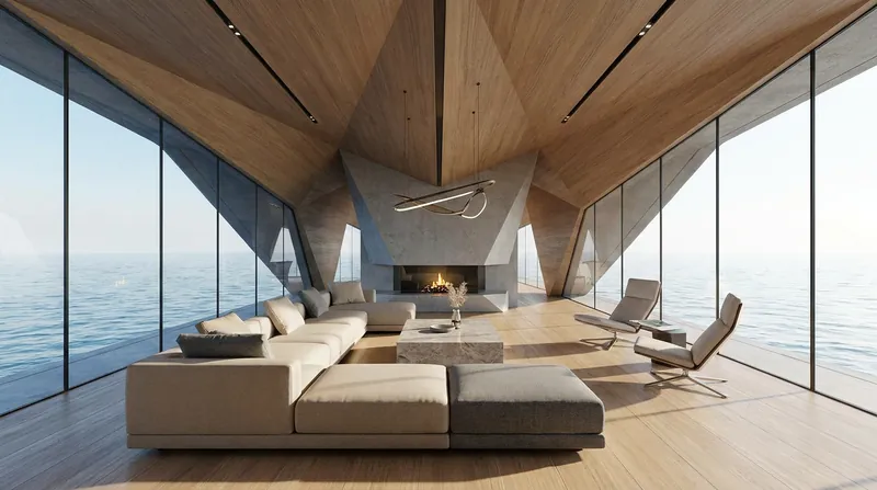 Because foiling eliminates wave slamming, yacht interiors can feature flat floors and expansive glass without fear of impact.
