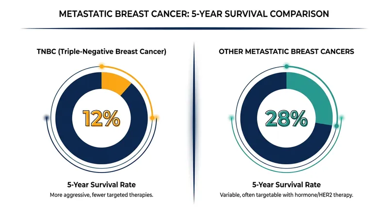 Triple-negative breast cancer remains the most aggressive form of the disease, with significantly lower long-term survival rates.