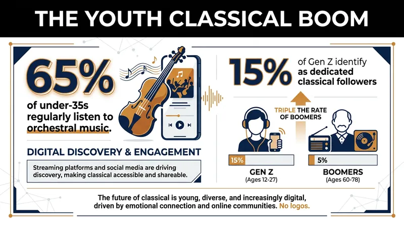 Data from the 2026 Classic Pulse Report highlights a massive demographic shift in classical music consumption.