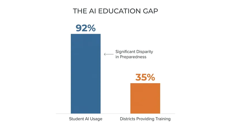 While student adoption of AI is nearly universal, institutional training on how to use the tools effectively lags far behind.