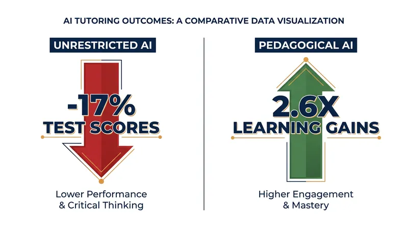 The stark difference in learning outcomes depends entirely on whether the AI is programmed to withhold full answers.