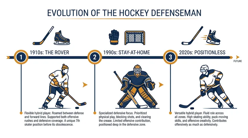The tactical role of the defenseman has shifted dramatically over the last century.