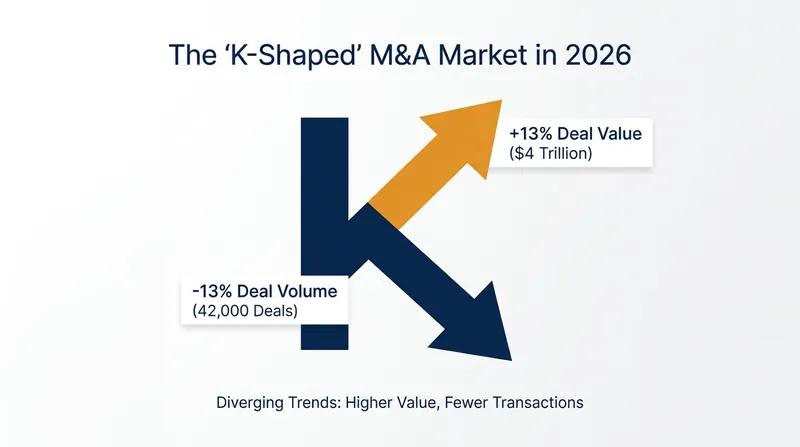 The M&A market is diverging, with total value rising even as the number of transactions falls.