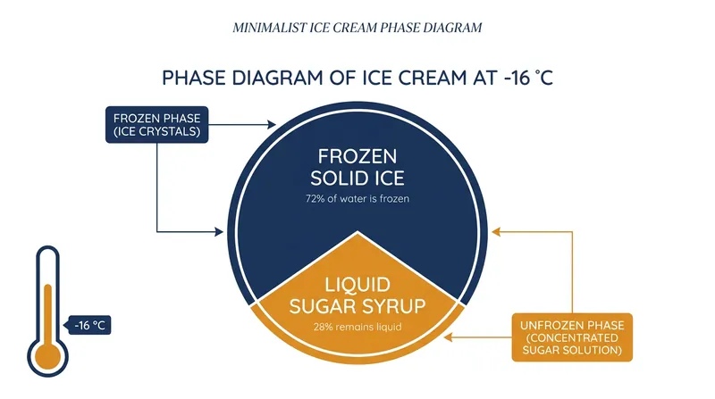 Even at serving temperatures, over a quarter of the water in ice cream remains a liquid syrup.