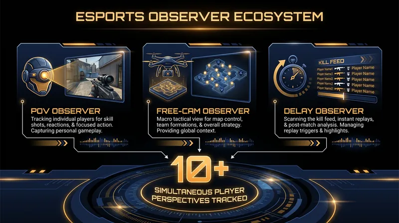 Top-tier broadcasts rely on a coordinated team of specialized observers to capture the action.