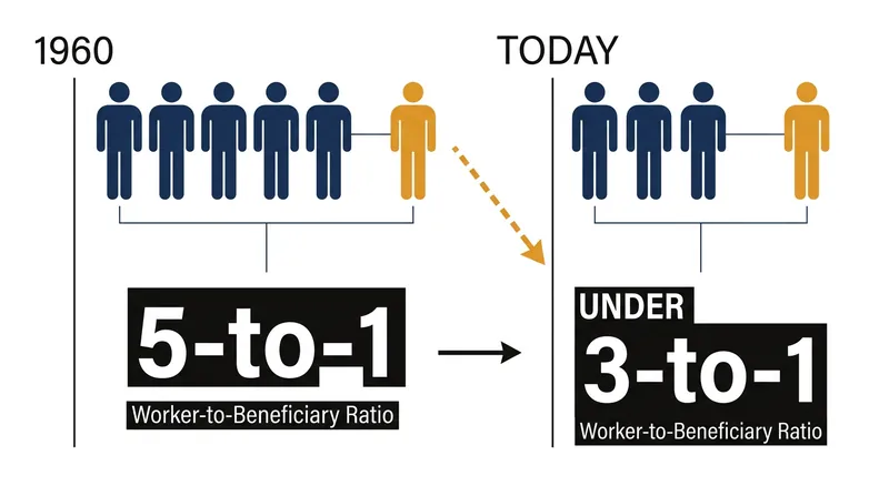 The demographic shift driving the depletion of the Social Security surplus.