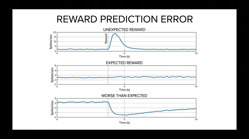Dopamine neurons fire based on surprise, not pleasure—a mechanism known as Reward Prediction Error.