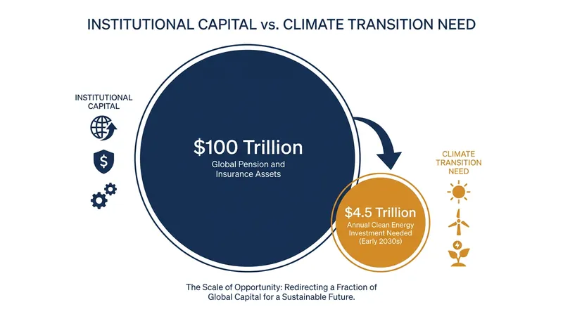 Pension funds and insurers manage the only pools of capital large enough to fund the global energy transition.