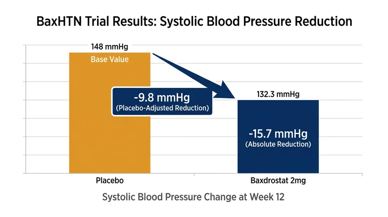Results from the Phase III BaxHTN trial demonstrated a rare double-digit drop in placebo-adjusted systolic blood pressure.