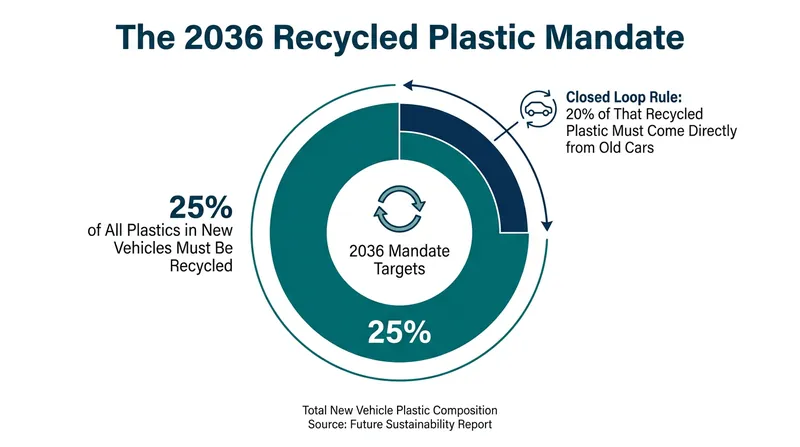 Automakers will be required to source a significant portion of their recycled plastics directly from scrapped vehicles.
