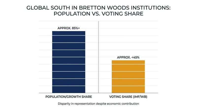 The structural imbalance between the Global South's economic weight and its institutional voting power.