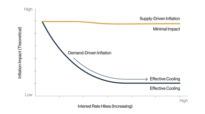 Interest rates are designed to cool overheated consumer demand, not to resolve physical supply chain bottlenecks.