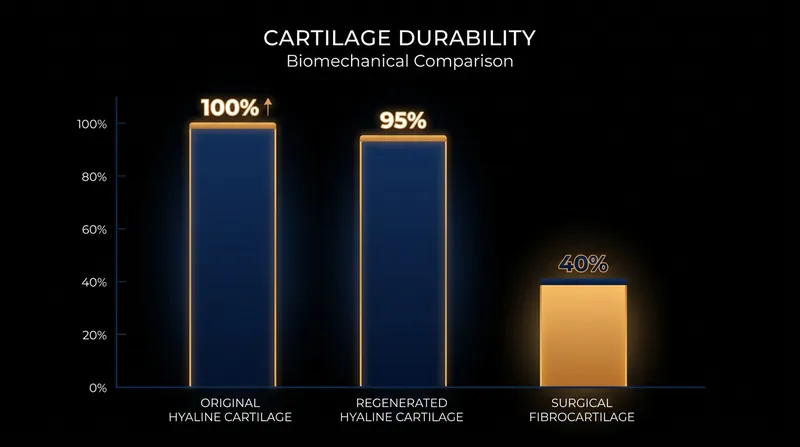 Unlike traditional microfracture surgery, the newly regenerated tissue matches the load-bearing capacity of original cartilage.