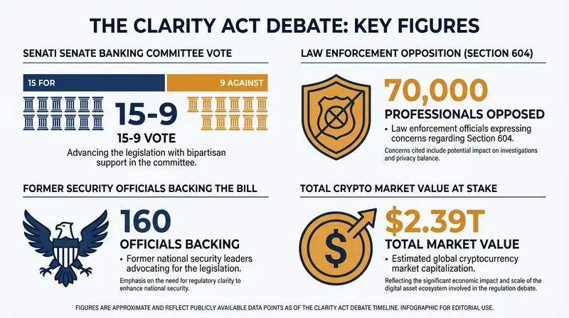 The legislative debate over the CLARITY Act has drawn intense lobbying from both law enforcement and the crypto industry.