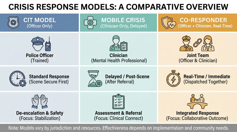 Unlike older crisis frameworks, the co-responder model ensures that clinical expertise is present at the exact moment of crisis.