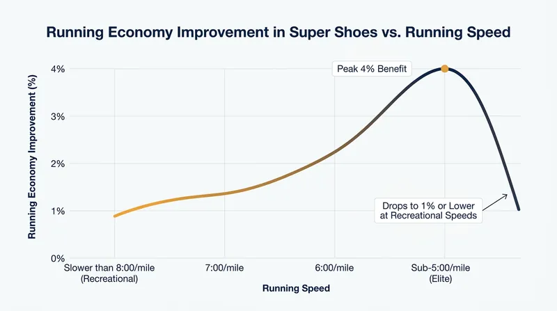 Research indicates that the biomechanical benefits of carbon-plated shoes decrease significantly at slower running paces.