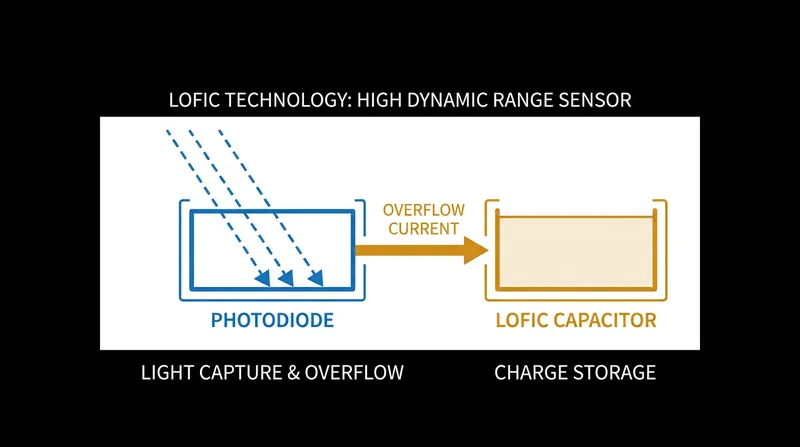 LOFIC architecture provides each pixel with a dedicated reservoir to store excess light, preventing blown-out highlights.