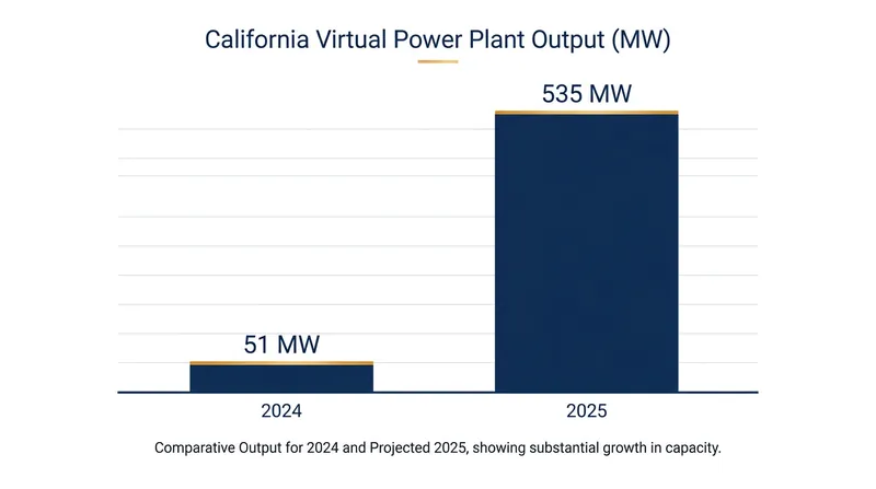California's virtual power plant capacity grew exponentially between 2024 and 2025.
