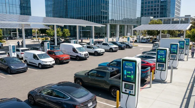 Commercial EV fleets are increasingly being utilized as decentralized power plants when not in use.