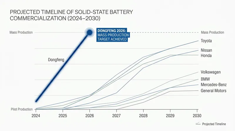 Dongfeng's H2 2026 mass-production target places it ahead of several global competitors in the race to commercialize solid-state technology.