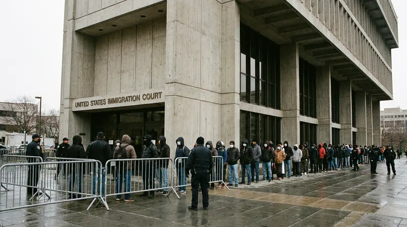 The U.S. immigration court system currently faces a backlog of over three million cases, complicating rapid deportation efforts.
